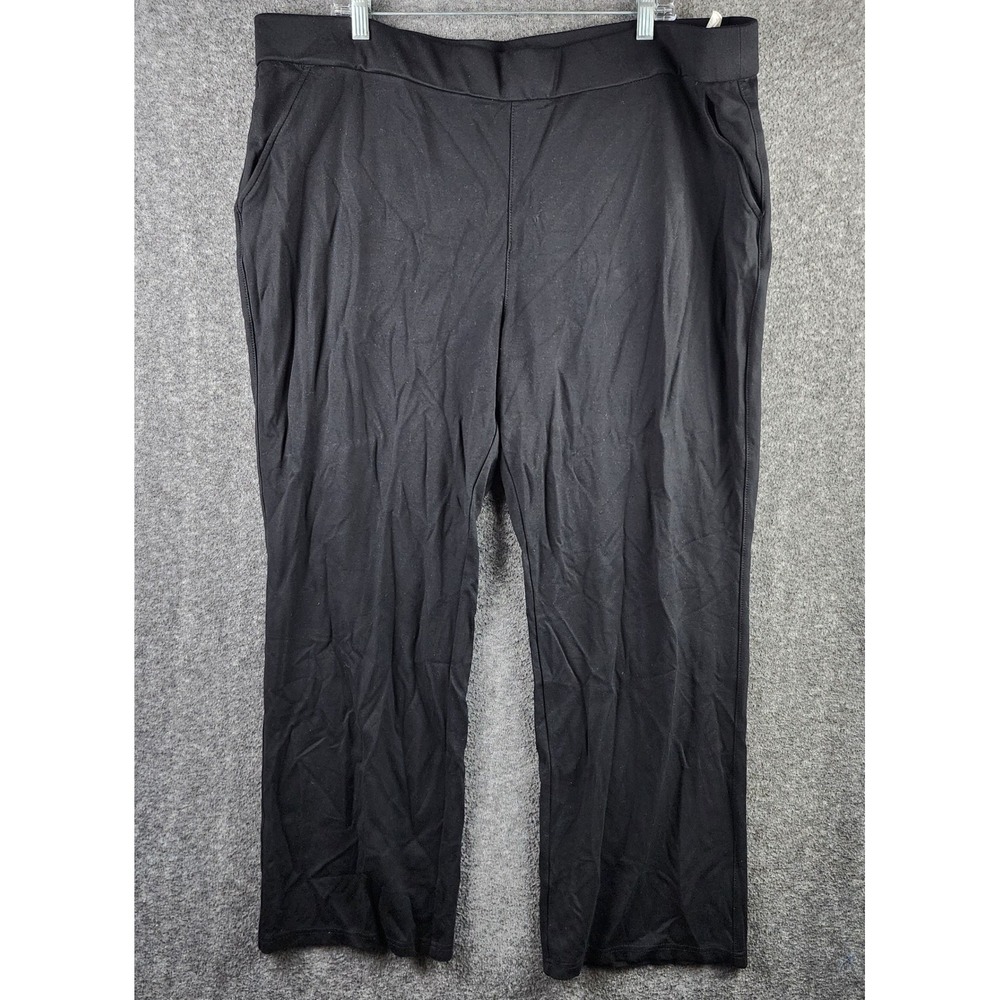 Lee Pants Womens 2X Black Pull On Straight Leg Comfort Waist EUC